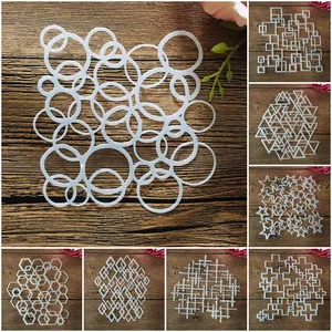 8 Buah / set 13*13 Cm Geometri Bulat Hexagen Segitiga DIY Layering Stensil Lukisan Buku Tempel Mewarnai Embossing Album Deco Template 12 stensil penjualan terbaik a3 - №