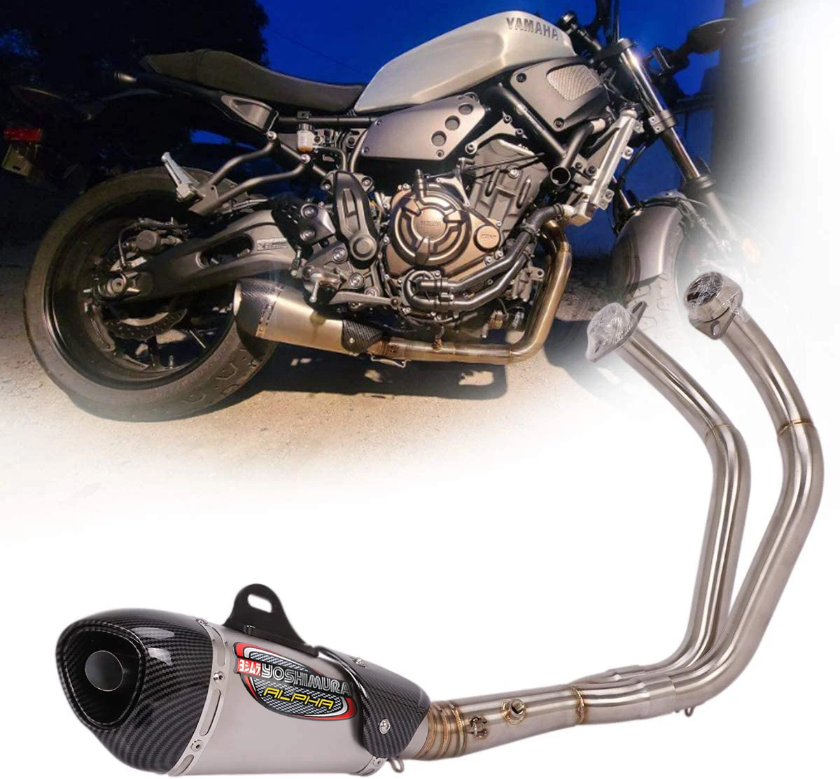 For Yamaha MT-07 FZ07 R7 Until 2022 Motorcycle Full Exhaust System Slip On Muffler Tail Pipe Front Connect Tube Stainless Steel