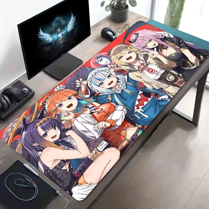 Anime Character Group XXL Gaming Mouse Pad, Washable Non-Slip Rubber Base Oversized Desk Mat for Home Office Decor