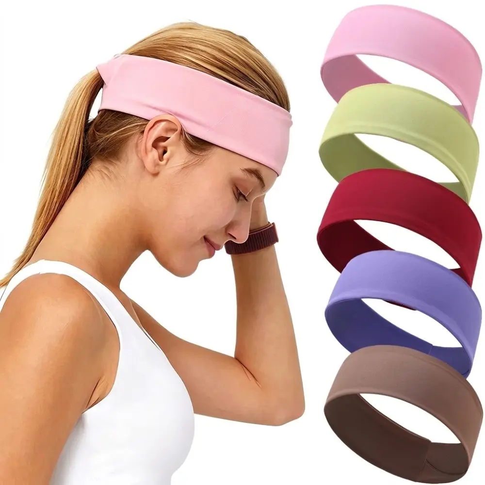 Solid Color Sports Headbands Hair Fixing Hole Elastic Stretch Yoga Headbands Wide Width Non-Slip Grip Makeup Headbands
