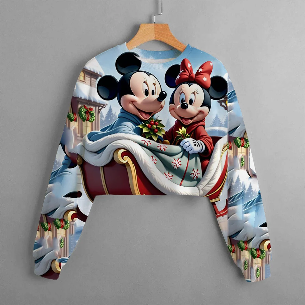 Casual Neue Herbst Disney kinder Kleidung Mädchen Kurze Hoodie Pullover Frohe Weihnachten Mickey Maus drucken Komfortable Top