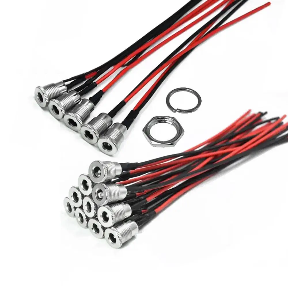 5.5x2.1mm 5.5X2.5mm DC Power Male Female Jack With Cable High Current DC Socket DC Power Supply Threaded