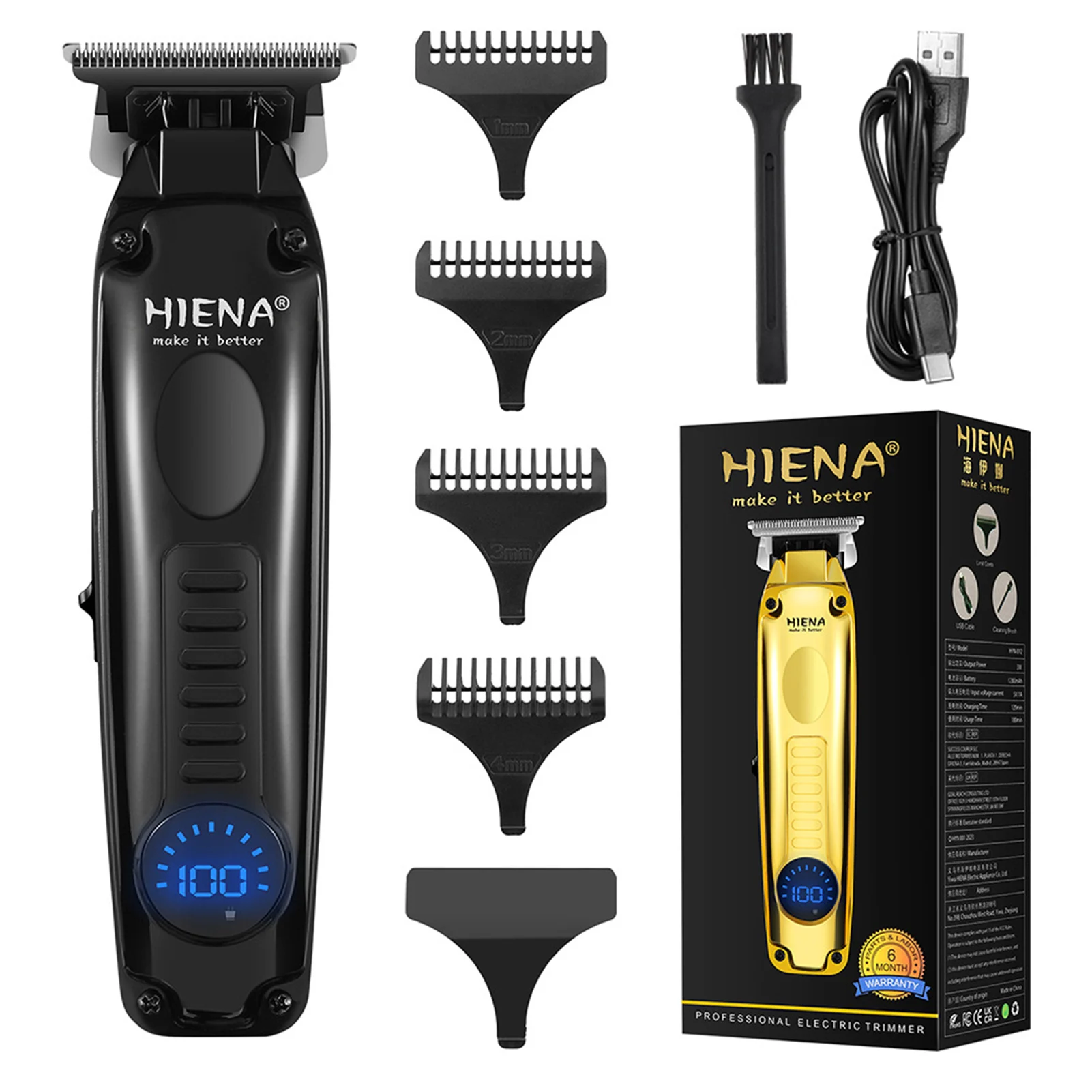 HIENA Electric Hair clipper Professional barber hair cut machine Kit Digital Display Haircutting Kit Wet and Dry haircut shaver