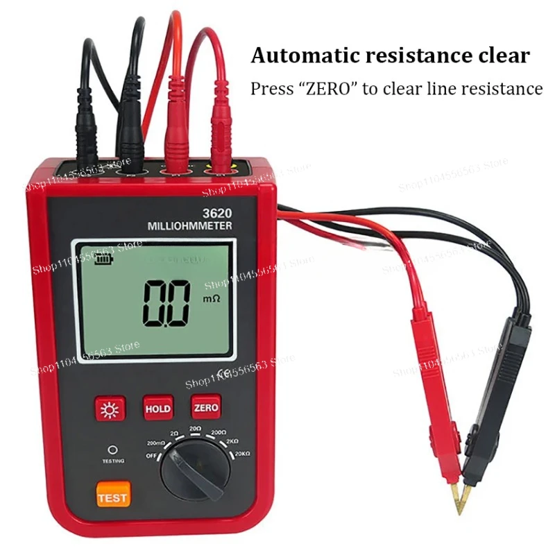 Portable DC Low Resistance Tester ETCR3620 1.2A 20kΩ 4-Wire Kelvin Method 2-Channel AC/DC for Industrial Electrical Testing