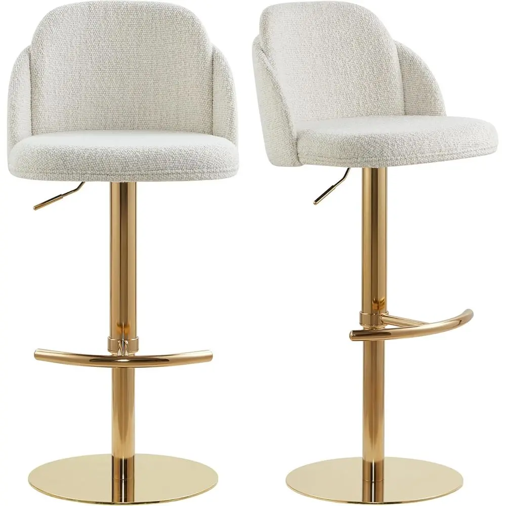 

Set of 2 Gold Adjustable Bar Stools for Counter Height and Kitchen Island