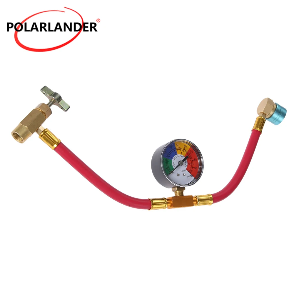 R1234YF Refrigerant Charging Pipe Kit 600‑3000PSI Hose 200PSI Gauge 1/2 LH Can Opener Tap For Vehicle AC Maintenance