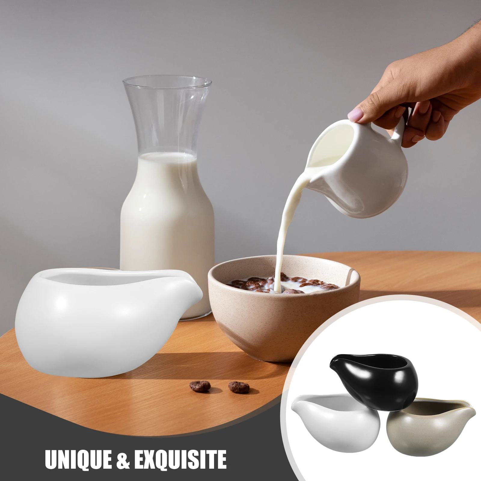 

3 Pcs Milk Can Small Coffee Pitcher Container Ceramic Jug Seasoning Containers Ceramics Frother Cup Mini