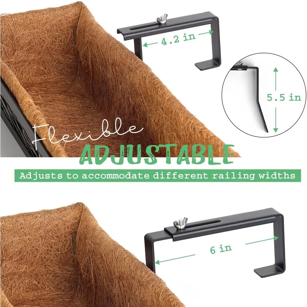 Cesto Suspenso para Janela, 24 Polegadas, Metal Preto, para Plantas, com Forro, para Varanda, Sacada, Pátio ou Casa, Oi