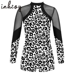 Kids Girls Long Sleeves Gymnastics Leotards Ballet Dance Stage Performance Practice Jumpsuit Bodysuit