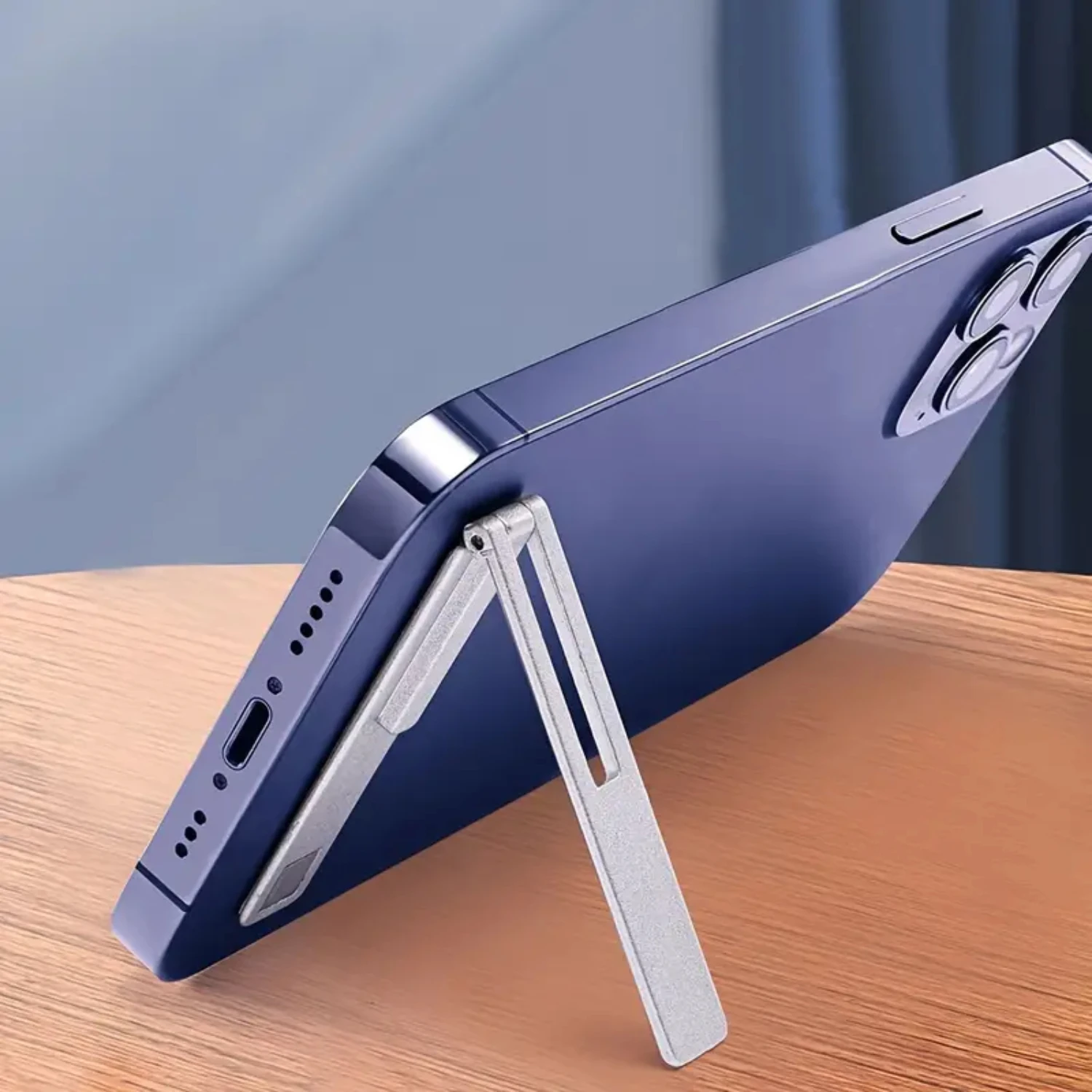 Mini supporto per cellulare pieghevole in metallo invisibile ultrasottile per desktop, compatibile con schermi orizzontali e verticali, non