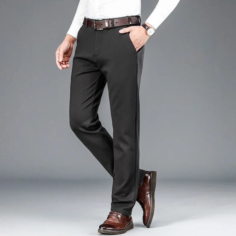 Men's casual suit pants spring and autumn 2024 straight leg elastic non ironing middle-aged and elderly business pants