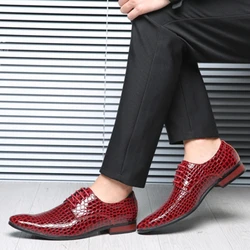 Men's Pointed Toe Leather Shoes Spring Autumn Trendy High Quality Lace Up Solid Colour Formal Footwear Zapatos Hombre De Vestir