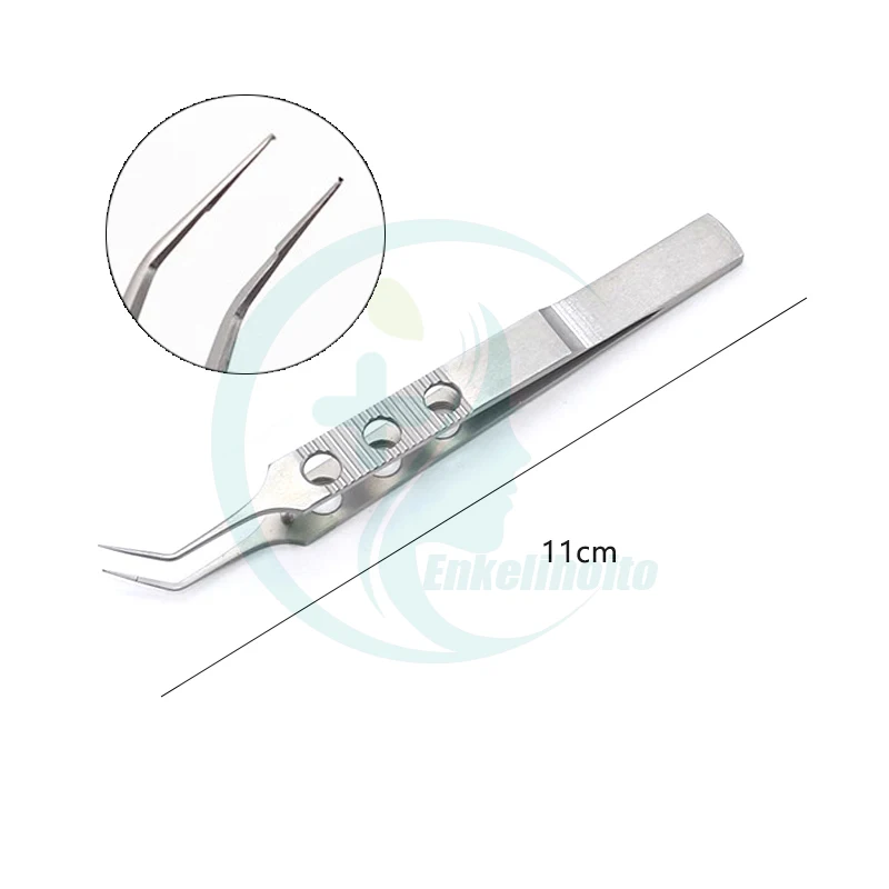 11cm Ophthalmic tweezers cosmetic eyelid with teeth platform tweezers with hooks right angle bend with hooks micro tweezers 1pcs