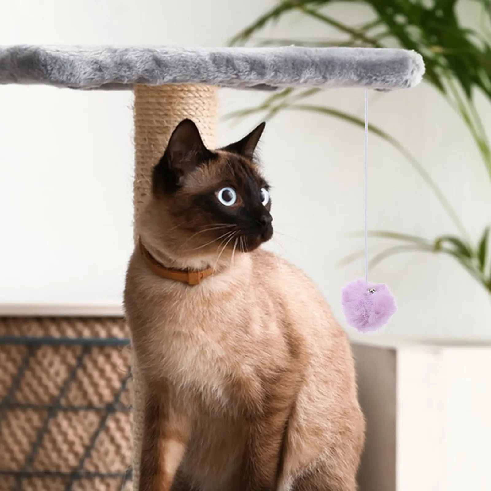 4Pcs Cat Trees Hanging Ball with Bell Replacement for Scratching Post Spring Dangling Ball Interactive Play Exercise Safe