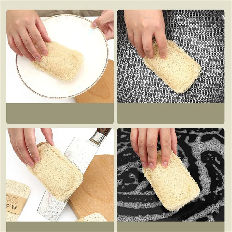 1Pcs Natural Luffa Dish Washing Cloth Sponge Loofah Scrub Pad Dish Pot Easy To Clean Scrubber Sponge Kitchen Clean Brushes Pad