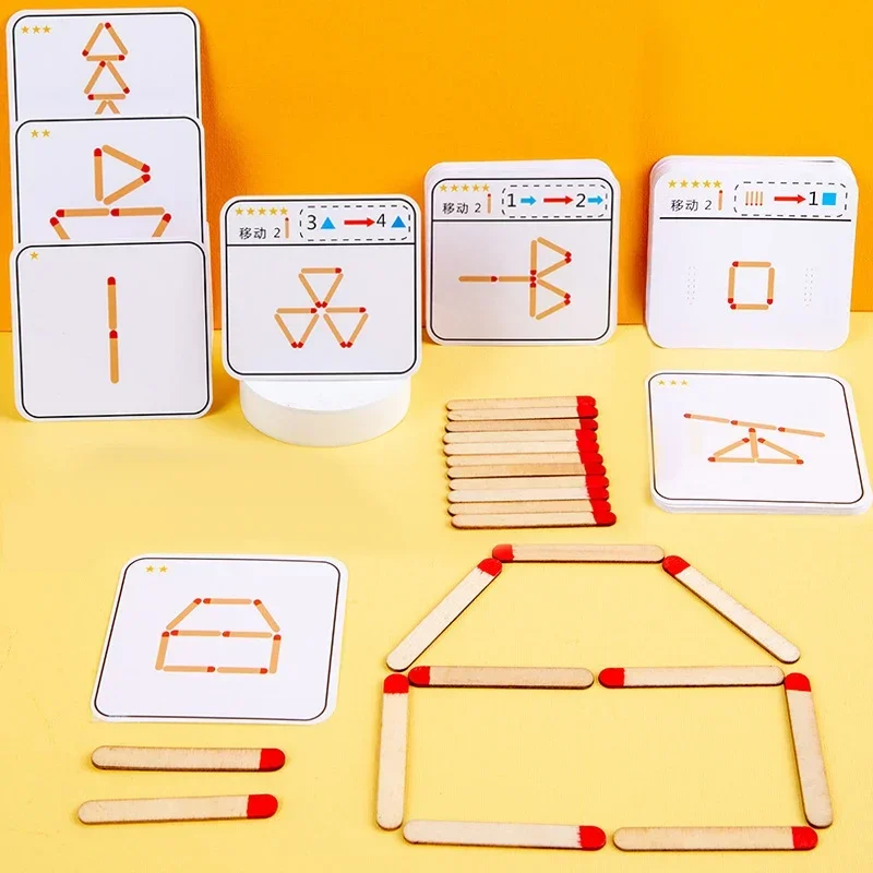 Montessori Matches Puzzles Jeu Jouets en Bois pour Enfants, Bricolage, Maths Géométrie, Jeu de Société, Pensée, Match, Logique, Formation, Dos, Jouets