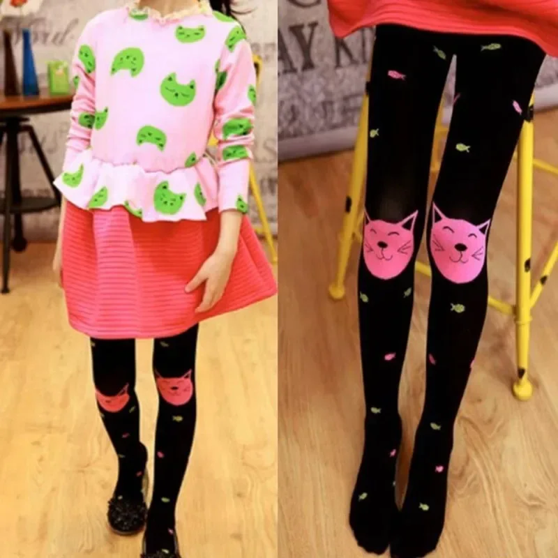 

5Pc/Lot Fashion Spring Design Girl Candy Color Velvet Pantyhose Thin Children Soft and Lovely Cartoon Tights