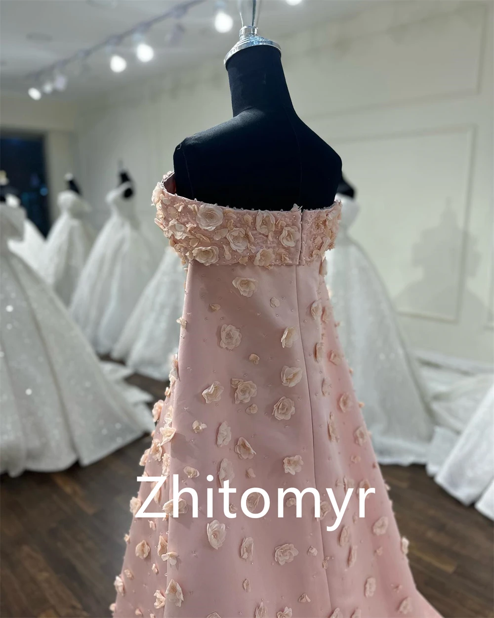 Customized Jiayigong Prom Satin Flower Wedding Party  Gown Strapless Bespoke Occasion  Long Dresses