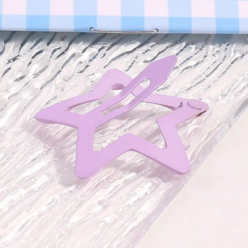 Cute Star Shape Metal Children Snap Hair Clips Barrettes Girls Hair Accessories Candy Color Kids Hairpins