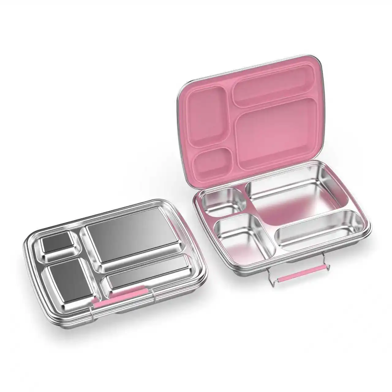 Insulated lunch box with easy-to-handle leak-proof 304 stainless steel 4-grid bento food container