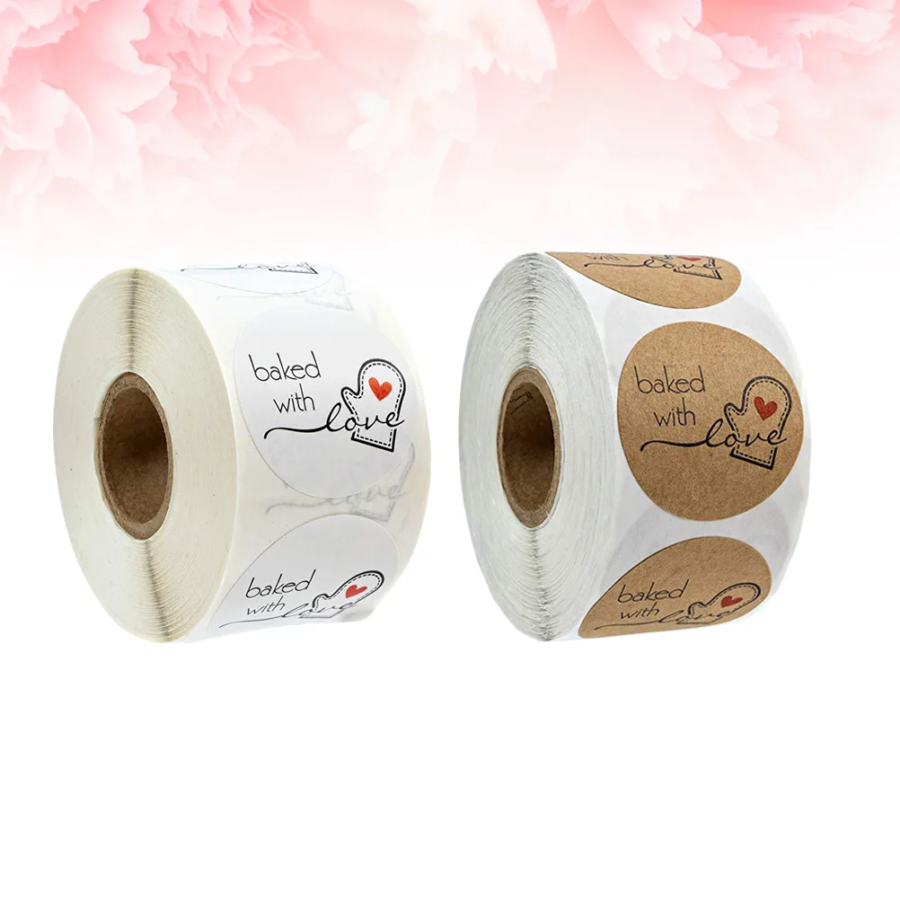 

2 Rolls Round Baking Stickers Adhesive Candy Bag Labels Premium Material Sealing Decorative Stickers for Cookie Bags Treat