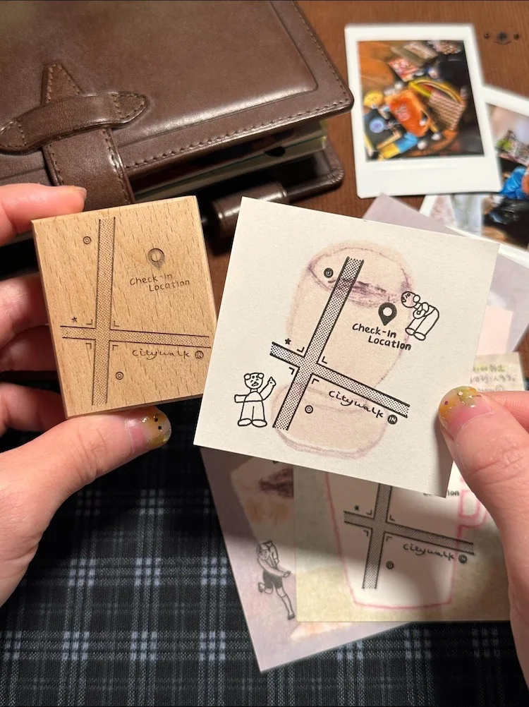 Sanatsal Gezegen Yolu Ahşap Damgası, Scrapbooking, Junk Journal, Günlük Dekorasyonu, Hobi ve El Sanatları Malzemeleri, Vintage Yol Çizgisi Ahşap Mührü