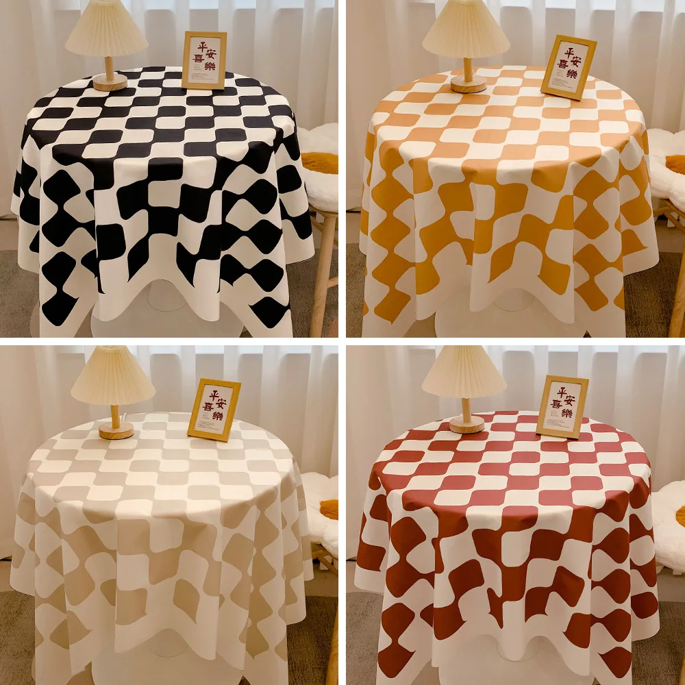 

Checkerboard Tablecloth Plaid Table Cloth Round Dining Table Cover Outdoor Picnic Mat Cafe Desk Covers Decor