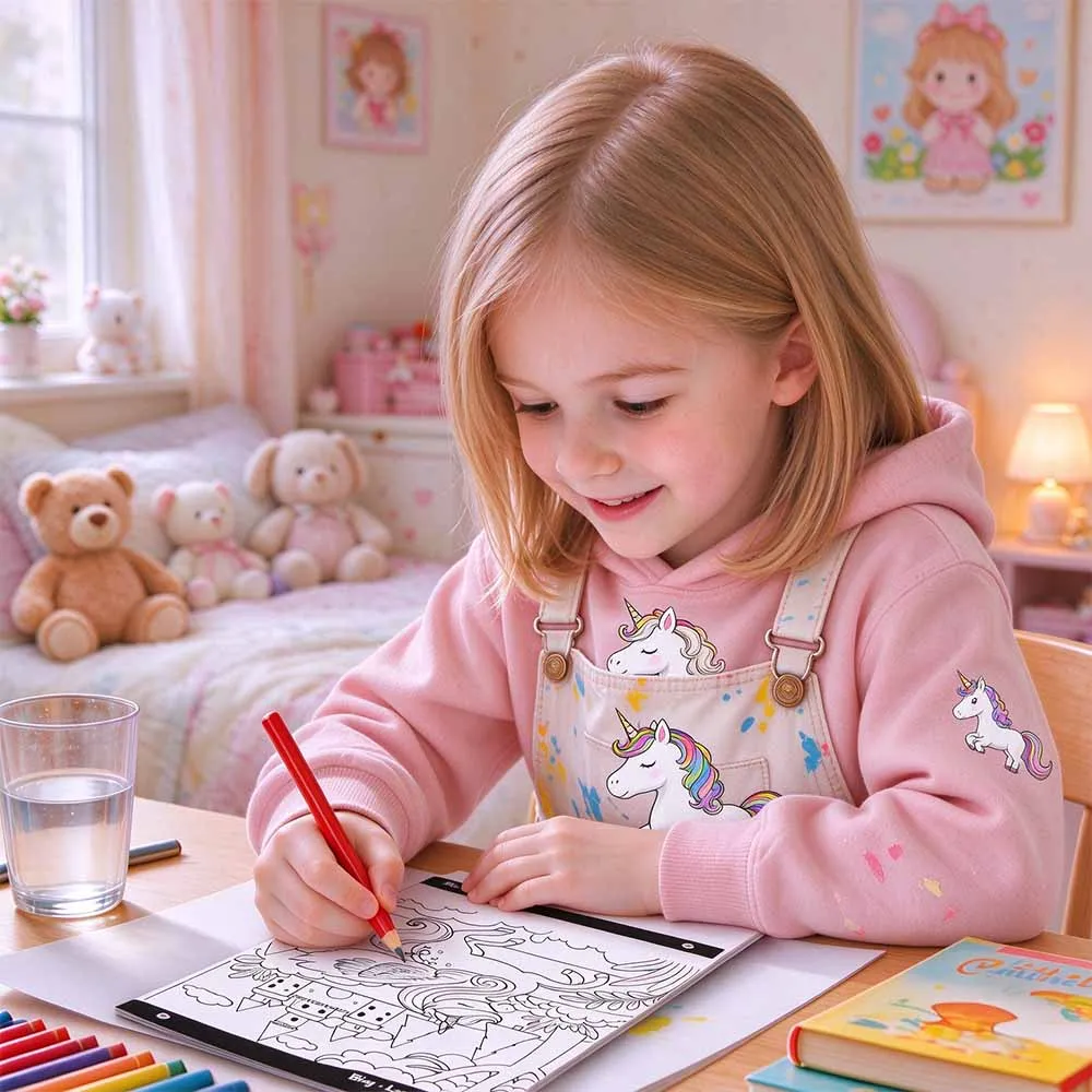Coloring Book with Stickers - Animal & Unicorn Theme Art Set for Adults & Teens, DIY Stress Relief Drawing Gift
