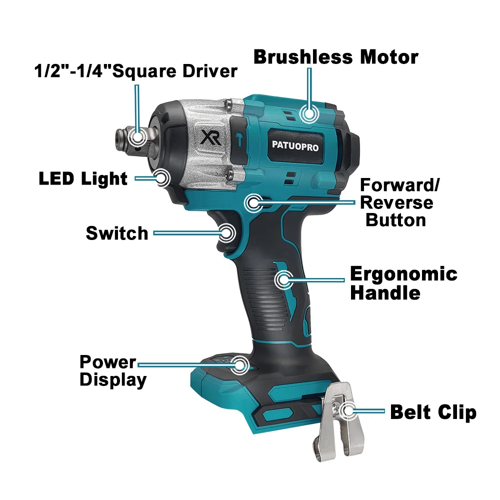 500N.m Brushless Impact Wrench 1/2 Inch Cordless Rechargeable Electric Wrench Home Power Tool For Makita 18V Battery(No Battery)