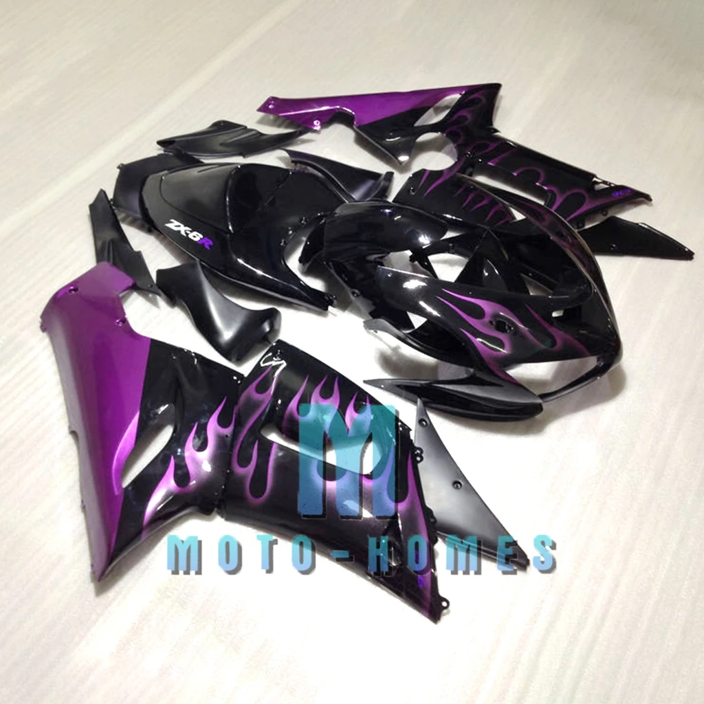 Prime Chinese Fairing Set for ZX-6R ZX 636 2005 2006 Kawasaki Ninja ZX6R 05 06 Street Racing Body Repair Bodywork Puple Flames