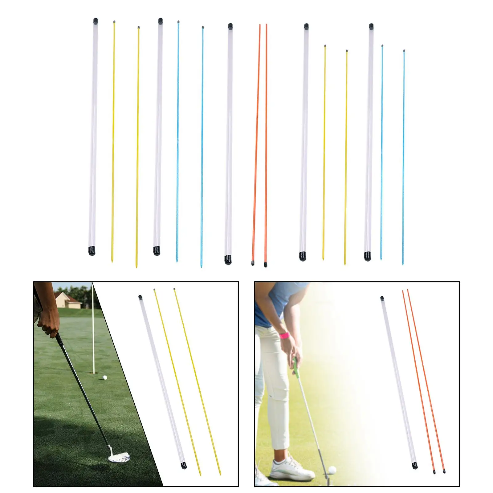 2Pcs Golf Alignment Sticks with Clear Tube Case, Golf Practice Rods for Swing Practice Putting