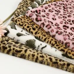 Leopard Print Fleece Fabric - Plush Polyester Material for DIY Clothing & Home Textiles Quilting (by Meter)