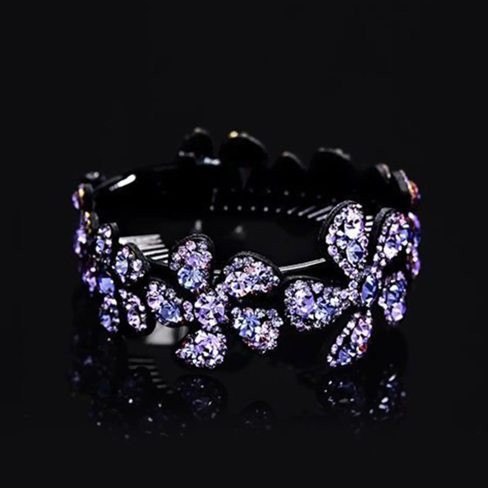 Shiny Rhinestone Flower Ponytail Holder Twist Bun Shaper Grips Claw, Stone Crystal Hair Women Clips Hair Sparkling Tool Bra M0S9