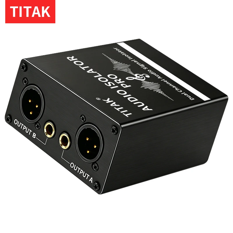 

Portable 2CH Audio Ground Loop Isolator Hum Noise Canceller XLR 6.35mm for Live Broadcast Studio DJ Band Sound System