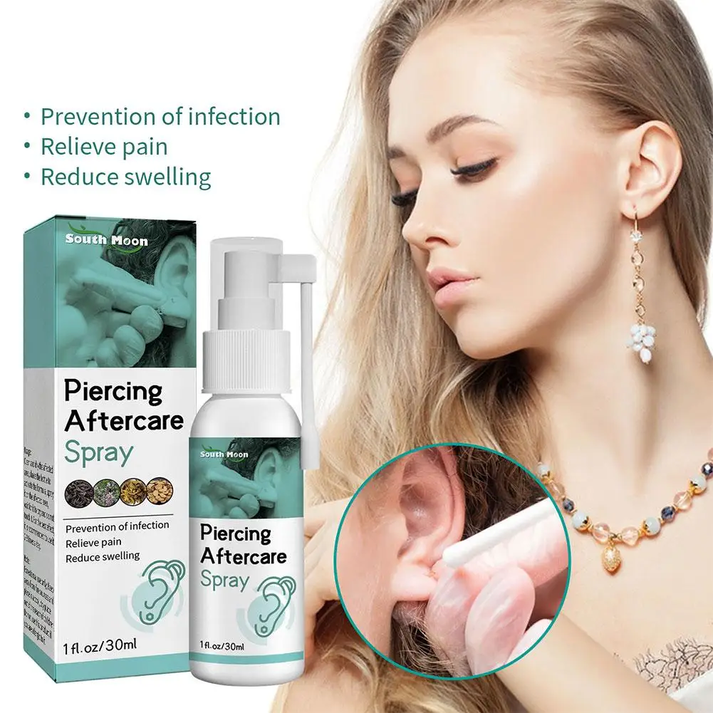 30ML Piercing Aftercare Spray disinfezione orecchini gonfiore lavaggio liquido pulizia orecchio foro portatile lenire il dolore cerume Reli V7J1