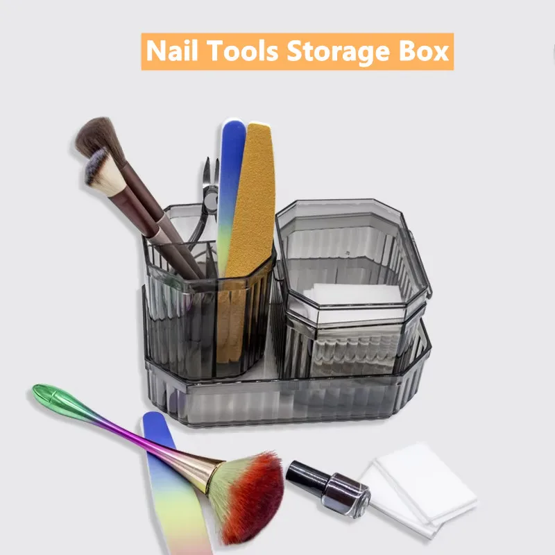 البلاستيك فرشاة الأظافر الملحقات أداة حامل مسمار الفن المنظم الحاويات هلام مزيل طلاء الأظافر تنظيف لوحة قطن مسحة حقيبة للتخزين