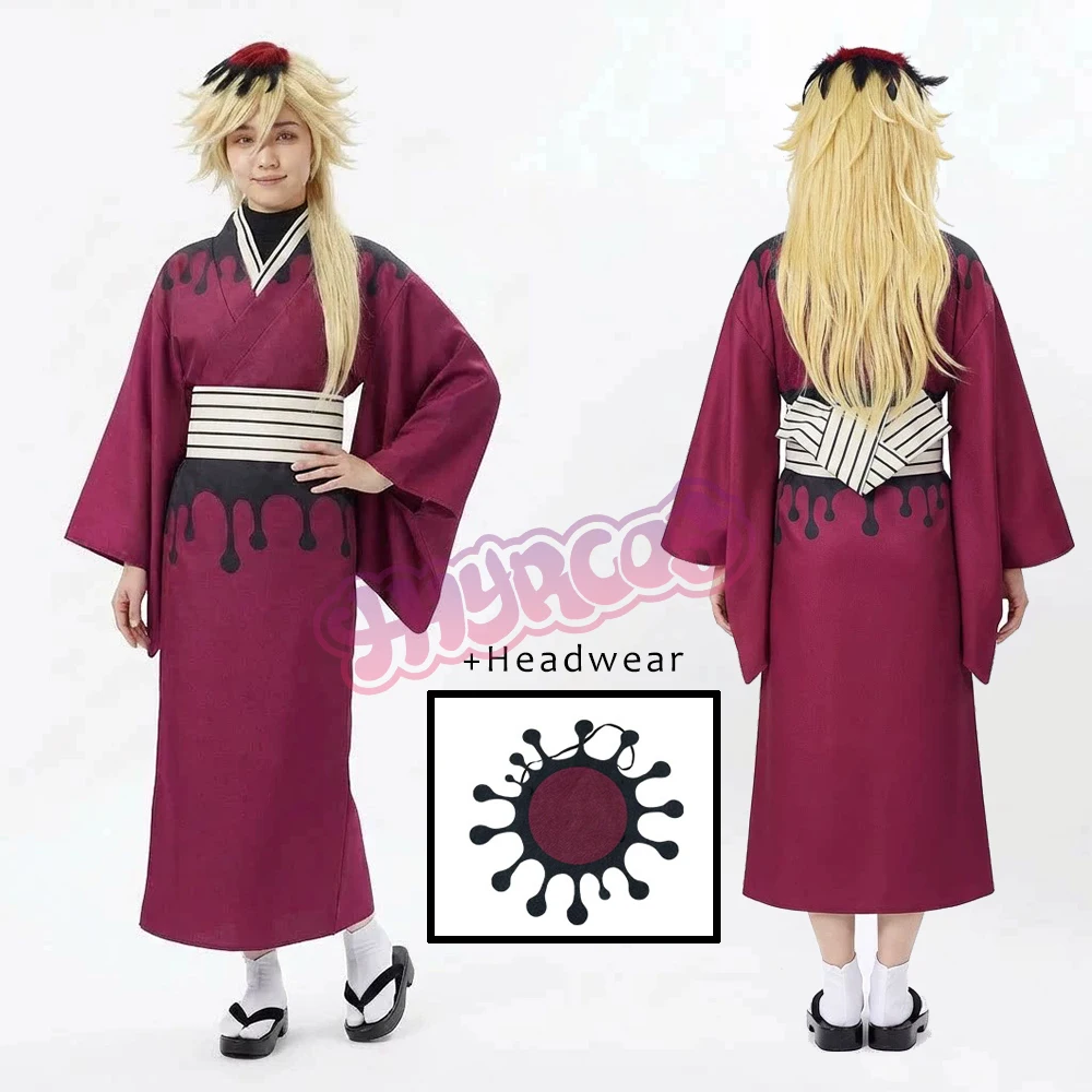 

Новый костюм для косплея Дуомы из аниме: кимоно, головной убор, аксессуары для мужчин и женщин на Хэллоуин