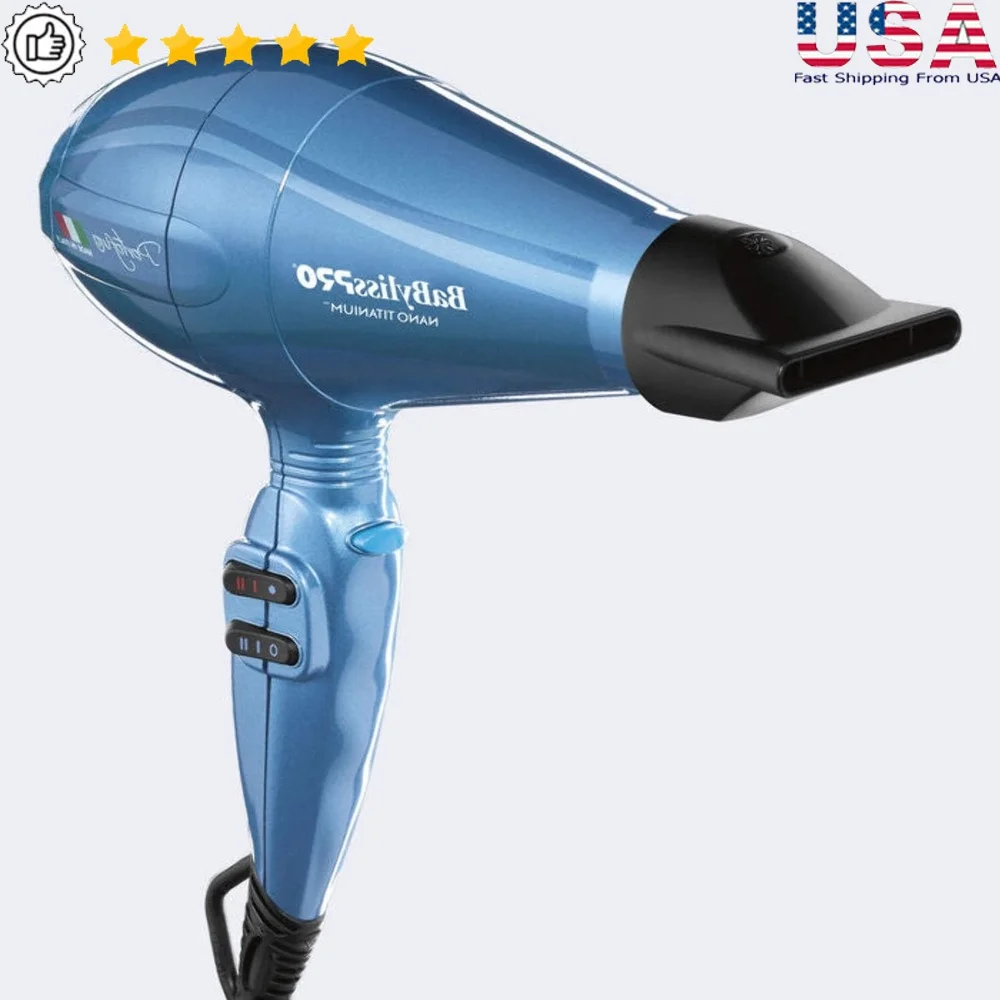 Nano Titanium Ionic Hair Dryer 2000W Full-Size with 6 Heat Speed Settings Concentrator Nozzles Cool Shot Button Removable Filter