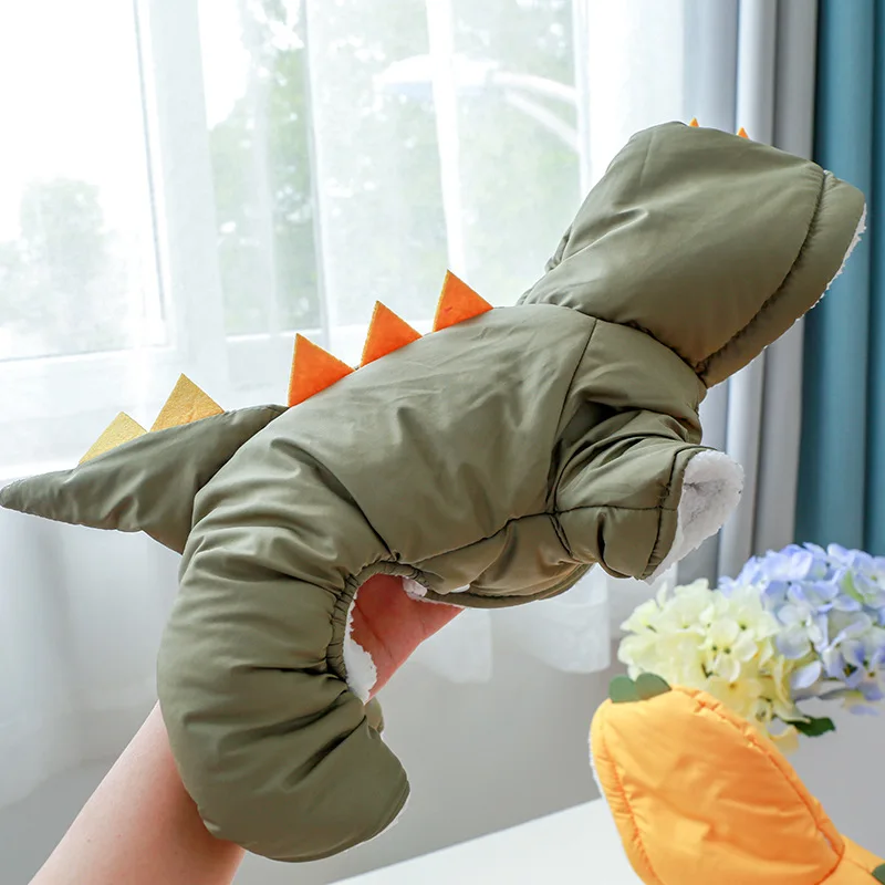 Thicken Jumpsuit Pet Dog Cat Winter Clothes Hoody Warm Cute Funny Dinosaur Puppy Costumes Cat Cotton-padded Jacket Pet Overalls