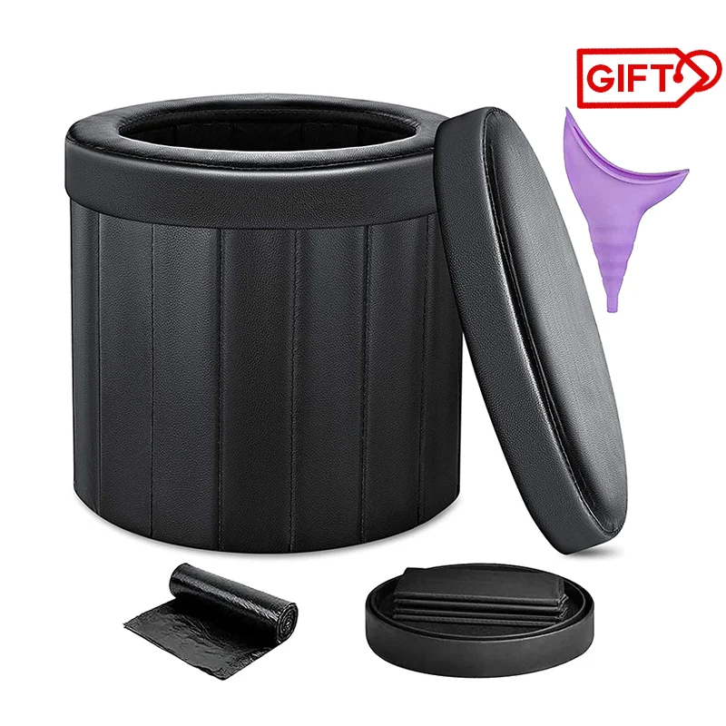 

Outdoor Commode Porta Potty Car ToiletToilet Folding Camping Toilet Leather Toilet for Travel Bucket Toilet Seat camp