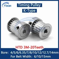 20 Teeth HTD 3M Timing Pulley Bore 4/5/6/6.35/7/8/10/12/12.7/14mm For Belt Width 6/10/15mm 3M Synchronous Wheel 20Teeth 20T Gear