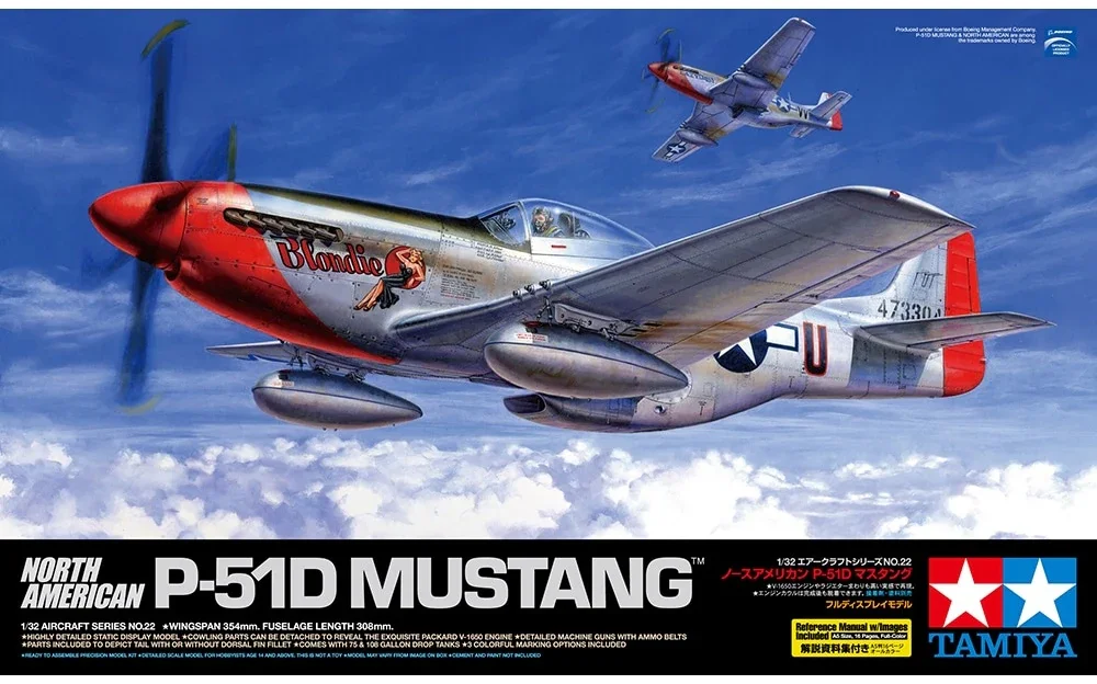 TAMIYA 1/32 60322 North American P-51D Mustang Militarny Model do Składania, Zestaw DIY, Zabawka, Kolekcja, Prezent Urodzinowy