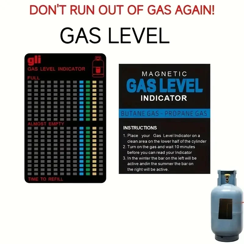 مؤشر مستوى خزان البروبان المغناطيسي - بطاقة قياس الغاز القابلة لإعادة الاستخدام للشواية والتخييم والمطبخ. لا حاجة إلى بطارية. #4