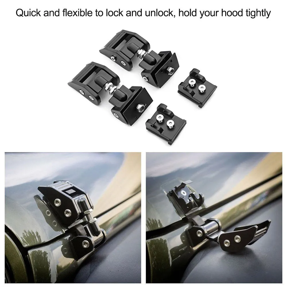 2pcs Hood Lock Latch Catch Car Engine Cover Lock for Jeep Wrangler JK JKU 2007-2017 Wrangler RR Hood Lock Wrangler Hood Hitch