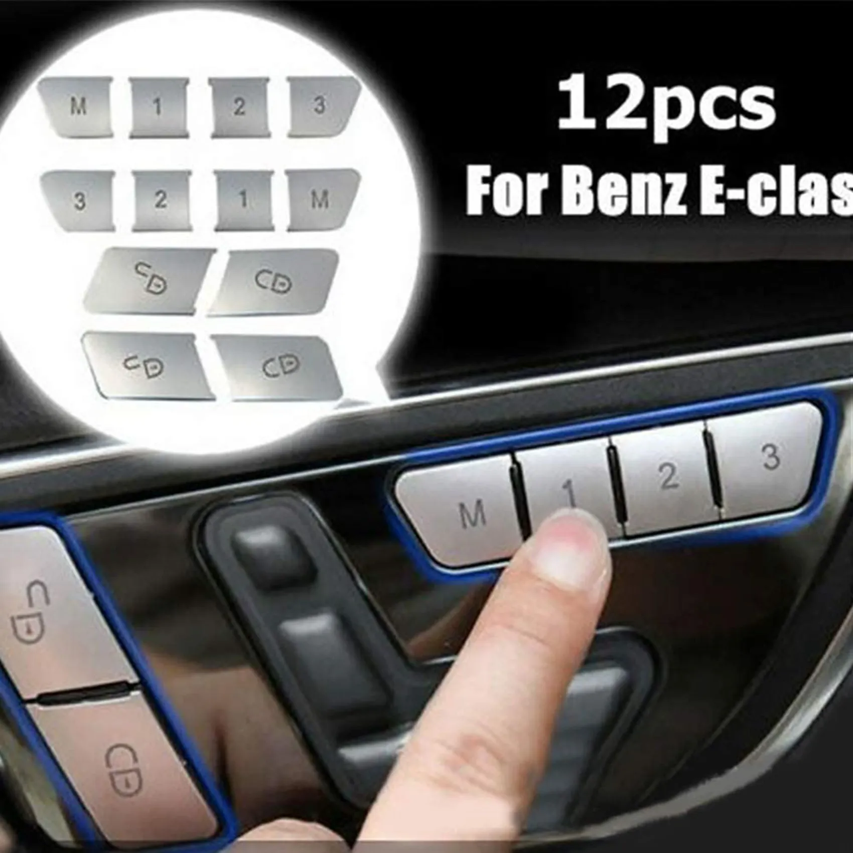 Leading-Edge-24Pcs Car Door Seat Memory Lock Buttons Covers Stickers For Mercedes Benz CLA/GLA/GLK/GLE/CLS/GL/ML/A/B/E