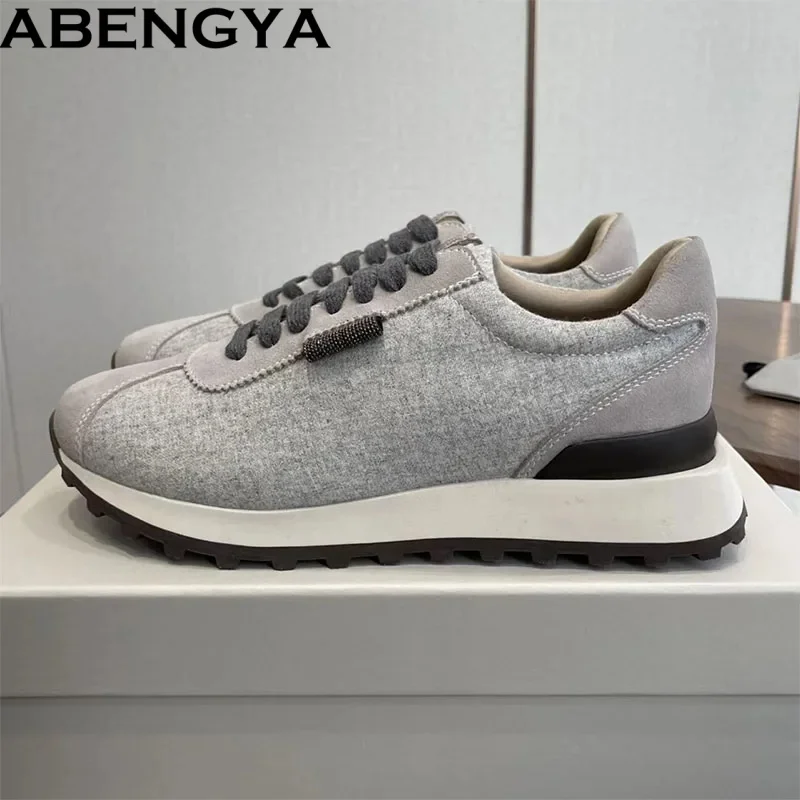 

Весенние замшевые туфли на плоской подошве для женщин, кроссовки на платформе со шнуровкой, осенние туфли-мокасины с бусинами для женщин