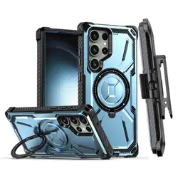 Shockproof Case For Samsung Galaxy S23 Ultra S21 S22 Plus Magsafe Magnetic Kickstand Armor Stand PC Belt Clip Holster Cover