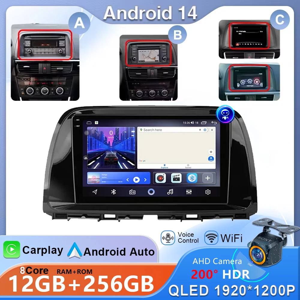 

Android 14 For Mazda CX-5 CX5 2012-2015 Navigation GPS Track Auto Car Radio Multimedia Player Stereo Head Unit No 2Din 2 din DVD