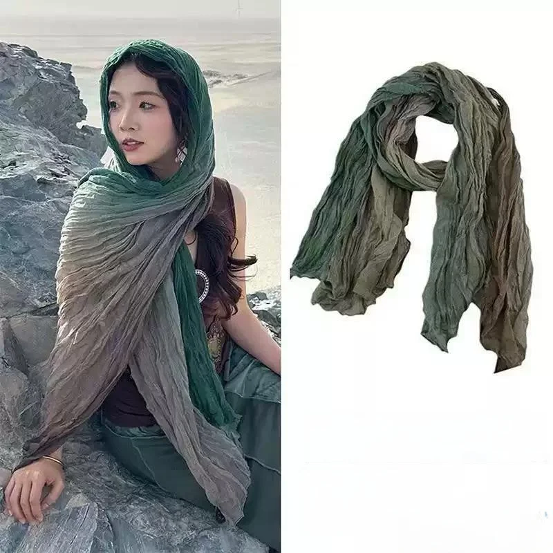 

Desert Dubai Beach Scenic Silk Scarf adient Folded Faion Netie Long Scarf Photoaphy Accory ex Spring 2026