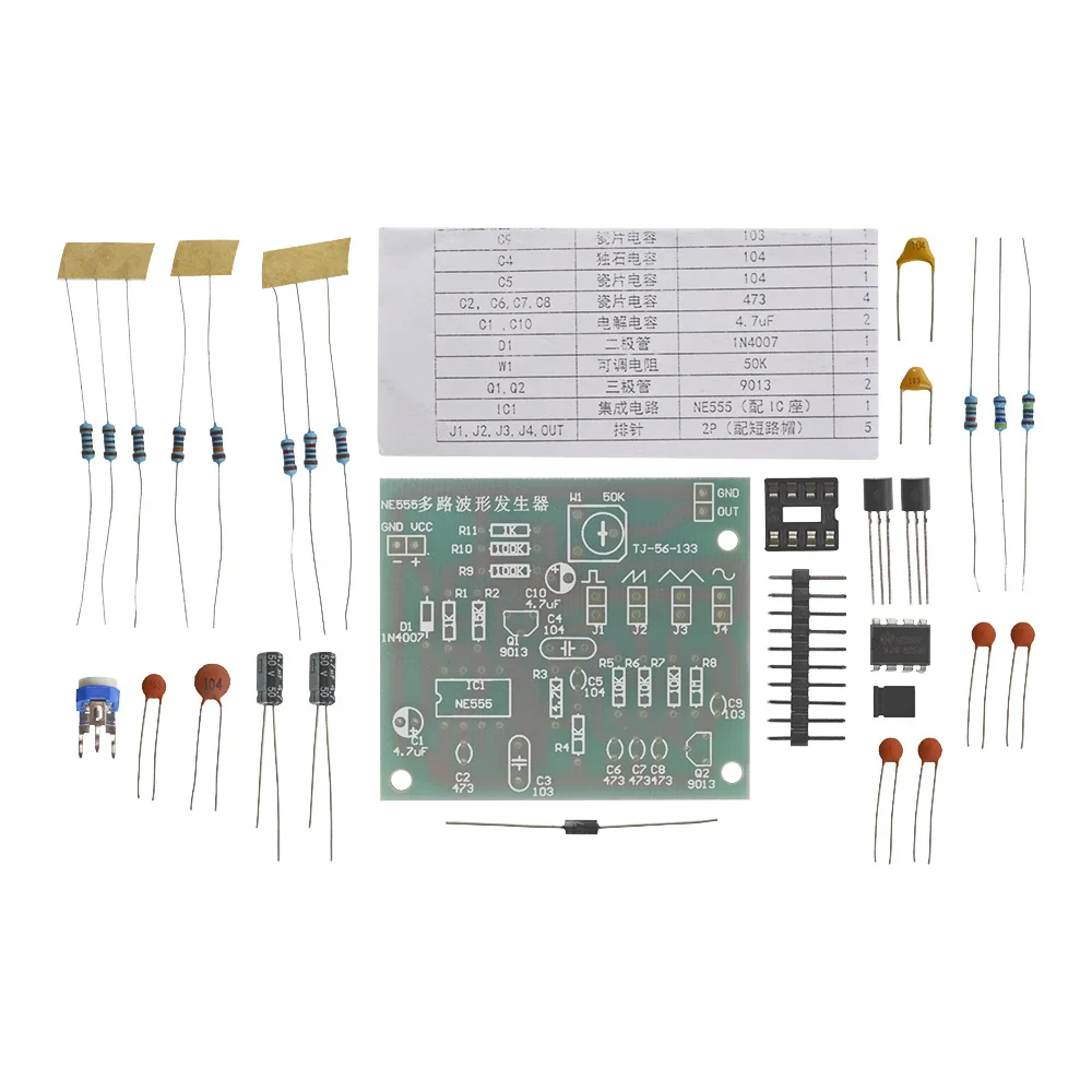 DC5-12V NE555 Pulse Generator Module Sine/Triangle/Square Wave Generator Multi-channel Waveform Signal Generator DIY Kit